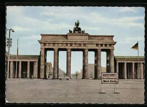 AK Berlin, Verlassen von West-Berlin, Grenze am Brandenburger Tor