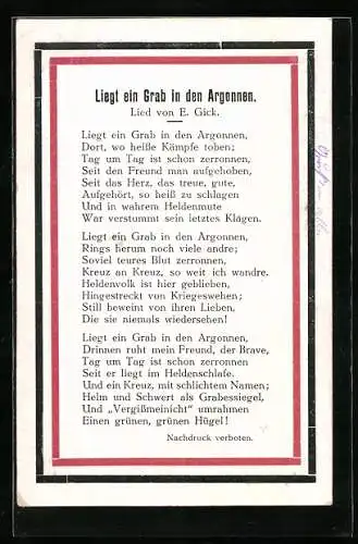 AK Liegt ein Grab in den Argonnen, Lied von E. Gick