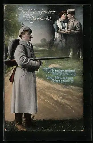 AK Steh ich in finsterer Mitternacht, Frontsoldat denkt an die Geliebte