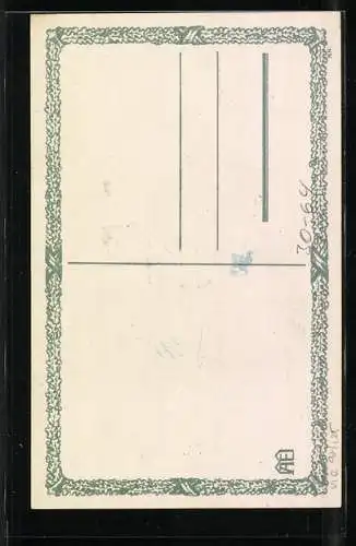 AK Auf Urlaub, Frontsoldat mit zwei Mädchen