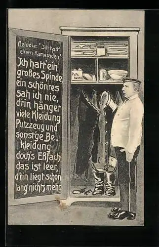 AK Soldat vor Spind mit leerem Essfach