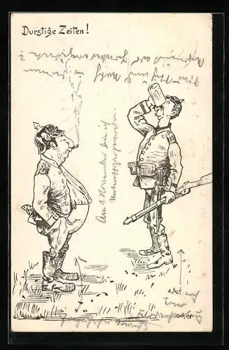 AK Durstige Zeiten, Soldat leert einen Bierkrug