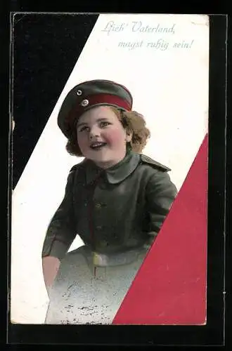 AK Mädchen in Uniform, Kinder Kriegspropaganda