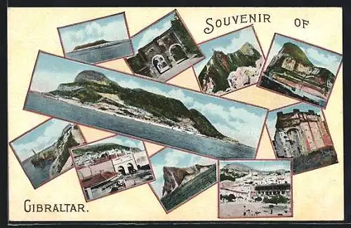 AK Gibraltar, City, Street Scene, The Rock and The Sea