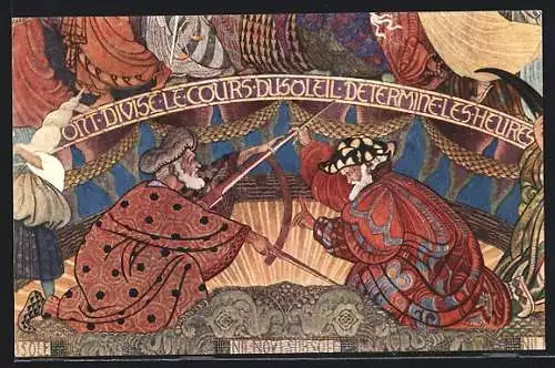 AK Le Locle, Hôtel de ville, fragment de la fresque Bieler