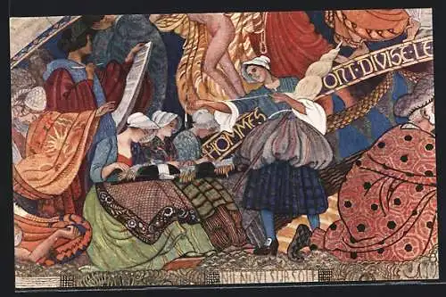 AK Le Locle, Hôtel de ville, fragment de la fresque bieler