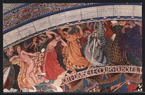 AK Le Locle, Hôtel de ville, fragment de la fresque Bieler