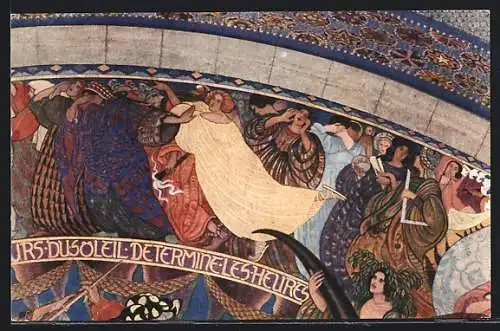 AK Le Locle, Hôtel de ville, fragment de la fresque Bieler