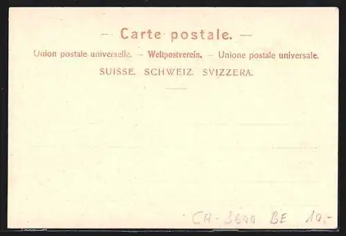 AK Thun, Ortsansicht und der Blick in die Alpen