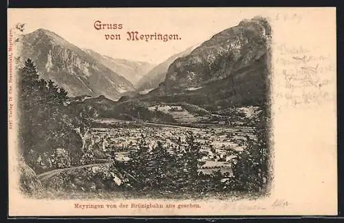 AK Meyringen, Ortsansicht von der Brünigbahn aus