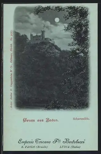 Mondschein-AK Baden, Die Burg Schartenfels