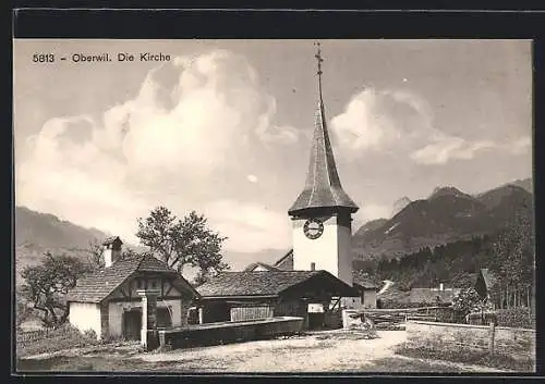 AK Oberwil /Simmental, Die Kirche im Sonnenschein