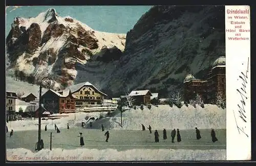 AK Grindelwald, Teilansicht mit Hotel Bären und Wetterhorn