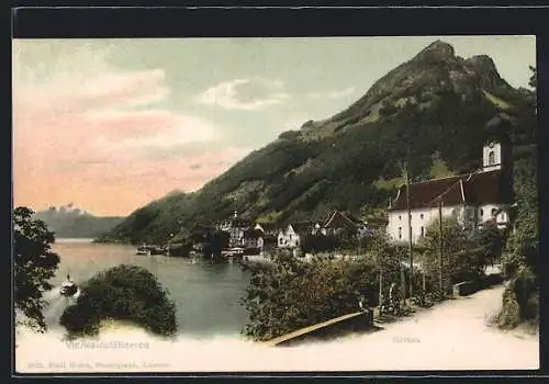 AK Gersau, Ortspartie mit Kirche