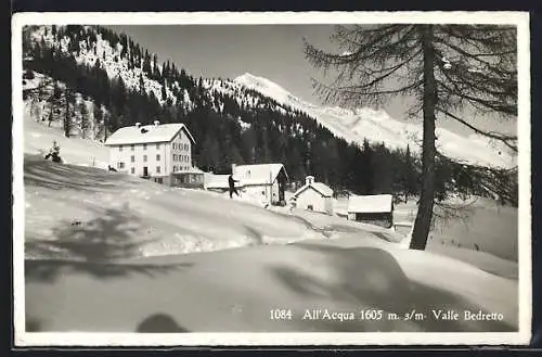 AK Bedretto, All`Acqua /Valle Bedretto, Ortsansicht im tiefen Schnee