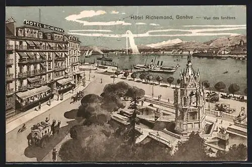 Künstler-AK Genève, Hôtel Richemond, Vue des fenêtres