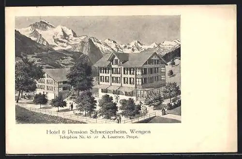 AK Wengen, Hotel & Pension Schweizerheim von A. Lauener