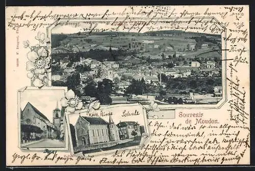 AK Moudon, Kath. Kirche und Schule, Panorama