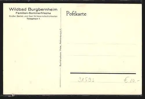 Künstler-AK Burgbernheim, Gasthaus & Kurhaus Wildbad Burgbernheim