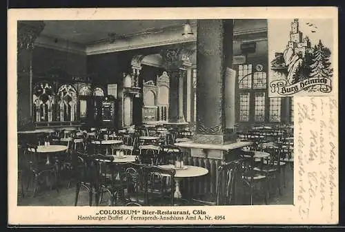 AK Cöln, Bier-Restaurant Colosseum, Innenansicht, Schildergasse 99-101