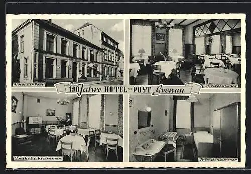 AK Gronau / Westf., Hotel Zur Post, im Speisezimmer, im Fremdenzimmer, das Frühstückszimmer