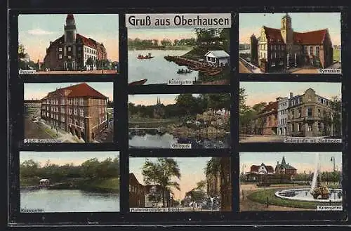 AK Oberhausen / Rhld., Städtische Berufsschule, Kaisergarten, Gymnasium