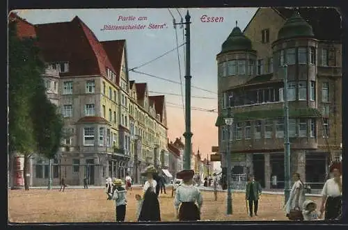 AK Essen, Strassenpartie am Rüttenscheider Stern
