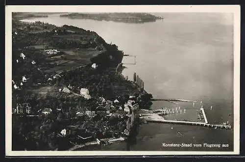 AK Konstanz-Staad, Blick vom Flugzeug aus