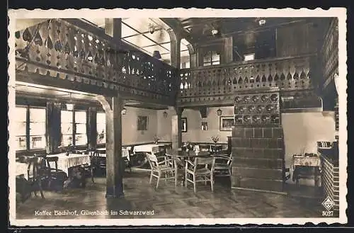 AK Gütenbach, Cafe Bachhof, Innenansicht