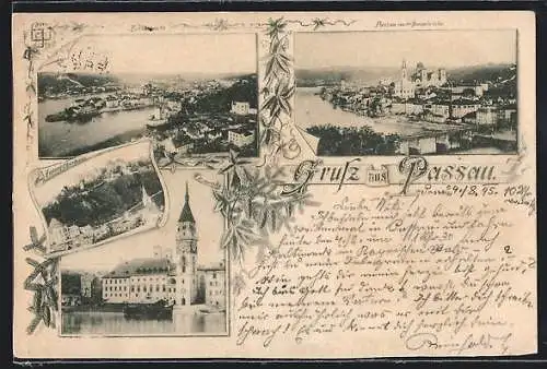 Vorläufer-AK Passau, 1895, Festung Oberhaus, Rathaus, Totalansicht