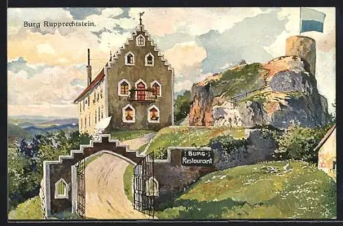 Künstler-AK Etzelwang, Gasthof Burg Rupprechtstein