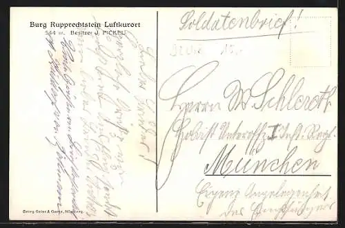 Künstler-AK Etzelwang, Gasthof Burg Rupprechtstein