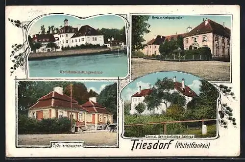 AK Triesdorf /Mfr., Weisses Schloss, Cavalierhäuschen, Kreisackerbauschule