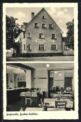 AK Grafenwöhr, Gasthof Waldlust, Innenansicht