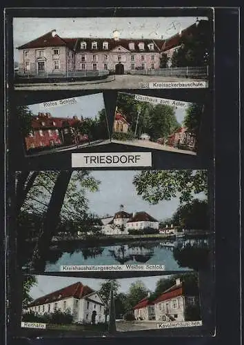 AK Triesdorf, Gasthaus zum Adler, Kreishaushaltungsschule, Rotes Schloss