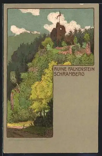 Künstler-AK Schramberg, An der Ruine Falkenstein