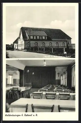 AK Waldmössingen b. Rottweil a. N., Gasth. u. Metzgerei z. Kreuz, Saal