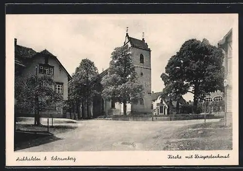 AK Aichhalden /Schramberg, Kirche mit Kriegerdenkmal