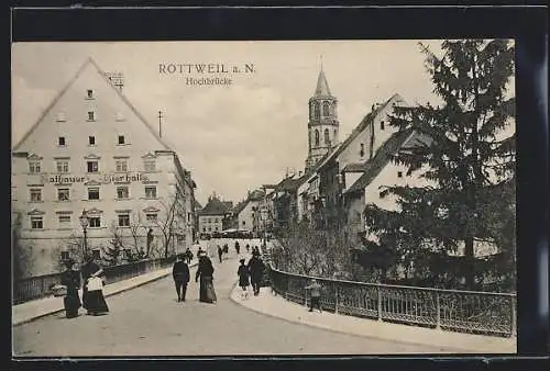 AK Rottweil a. N., Gasthaus Mathauers Bierhalle an der Hochbrücke