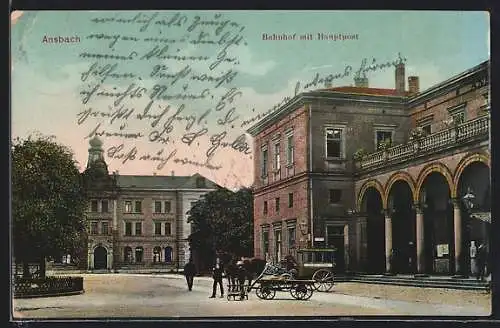 AK Ansbach, Bahnhof mit Hauptpost