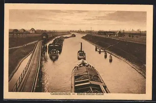 AK Gelsenkirchen, Rhein-Herne-Kanal mit Dampfern