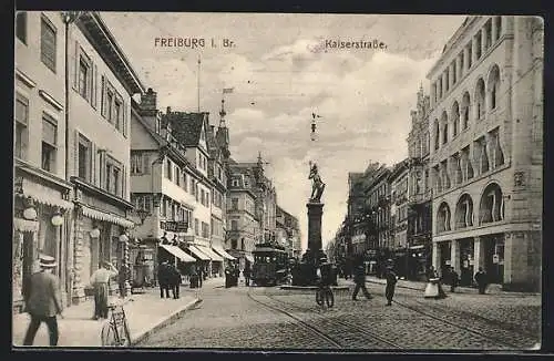 AK Freiburg / Breisgau, Blick in die Kaiserstrasse, Geschäft Schirme Hitz