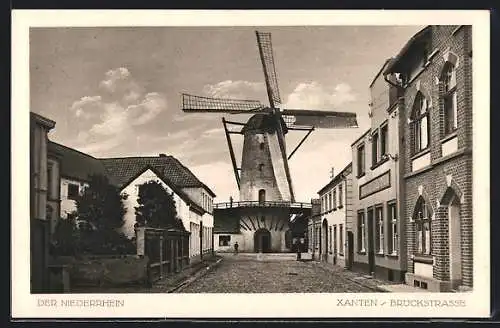 AK Xanten, Brückstrasse mit Windmühle