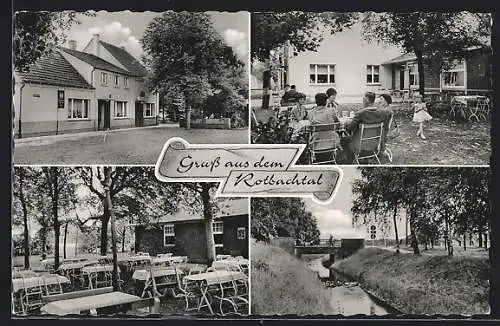 AK Dinslaken-Hiesfeld, Rotbachtal, Restaurant Waldesruh mit Garten
