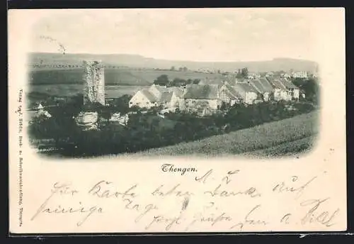 AK Thengen, Ortsansicht mit Burgruine