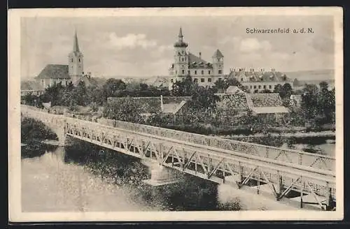 AK Schwarzenfeld a. d. N., Flusspartie mit Brücke