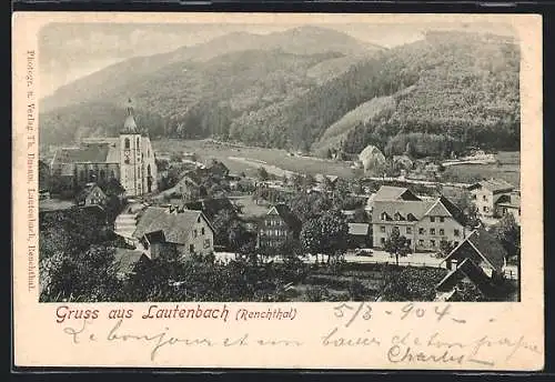 AK Lautenbach / Renchthal, Ortsansicht aus der Vogelschau