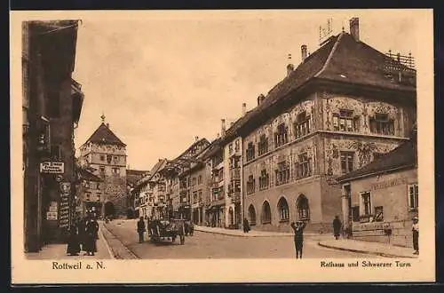 AK Rottweil a. N., Rathaus und Schwarzer Turm