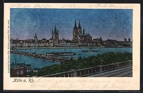 Luna-AK Köln, Rheinpartie mit Dom