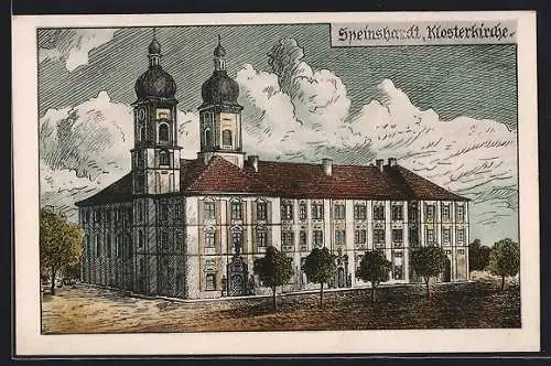 Künstler-AK Speinshardt, Blick auf die Klosterkirche